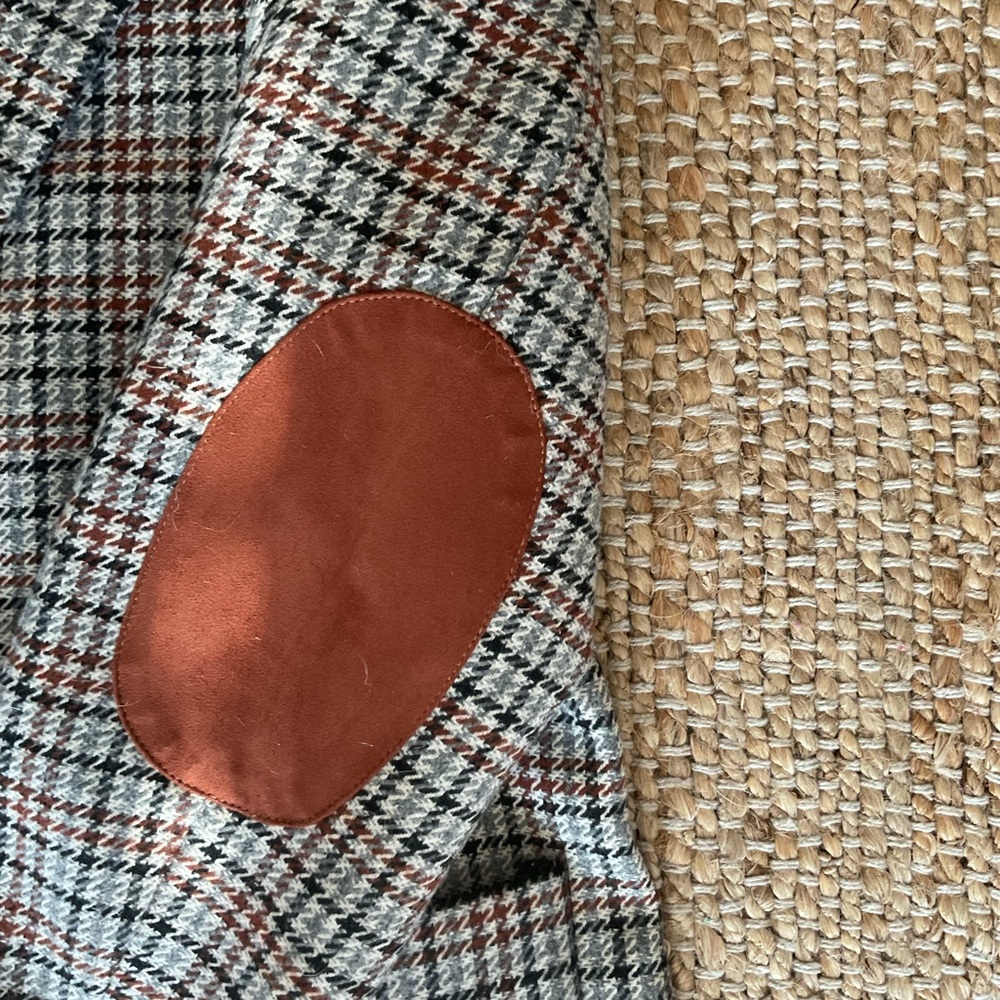 Evereve wool blend plaid Bowden small sued elbow blazer - Picture 7 of 16